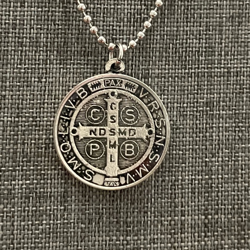 St Benedict Pax Cross Necklace Resin